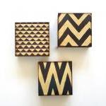 Zigzag Chevron Design 1 5x5 Art Block On Wood..