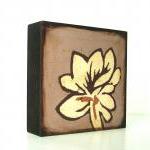 Rust And Beige Flower With Pale Warm Gray 5x5 Art..
