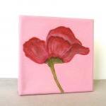 Pink Poppy Flower 5x5 Original Painting Modern..